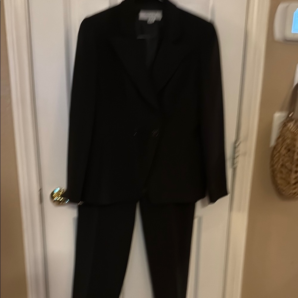Classic Black with white pin tripe Blazer and Pants Set. Heavy material.